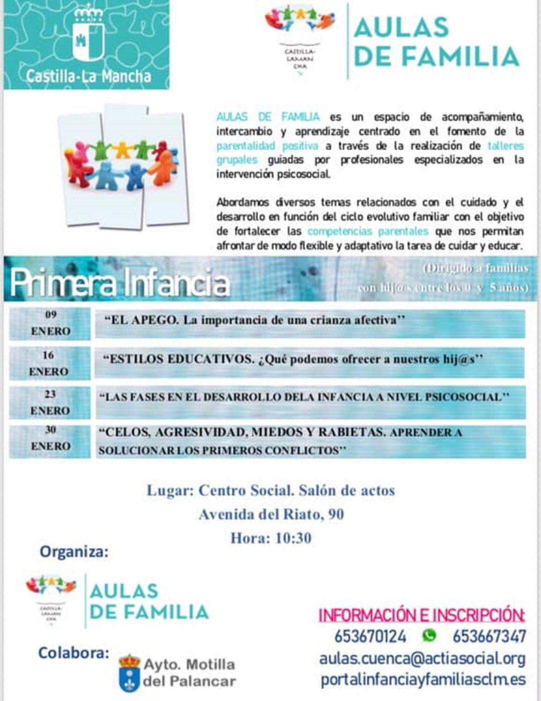 Cartel del taller &quot;Aulas de Familia&quot;