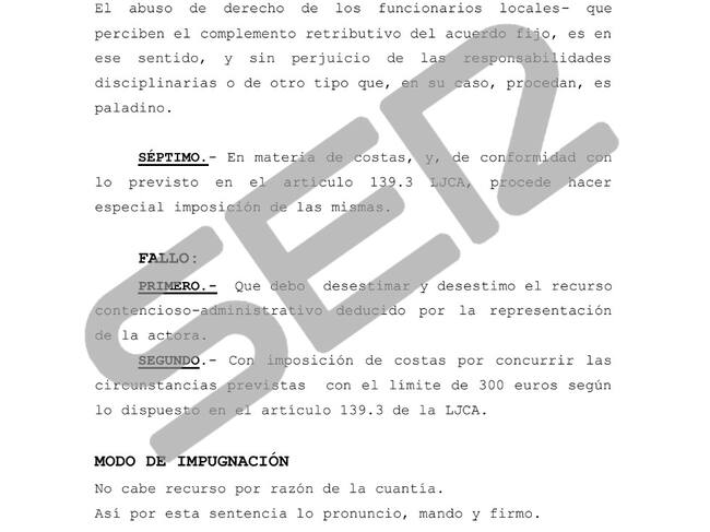 Fallo de la sentencia