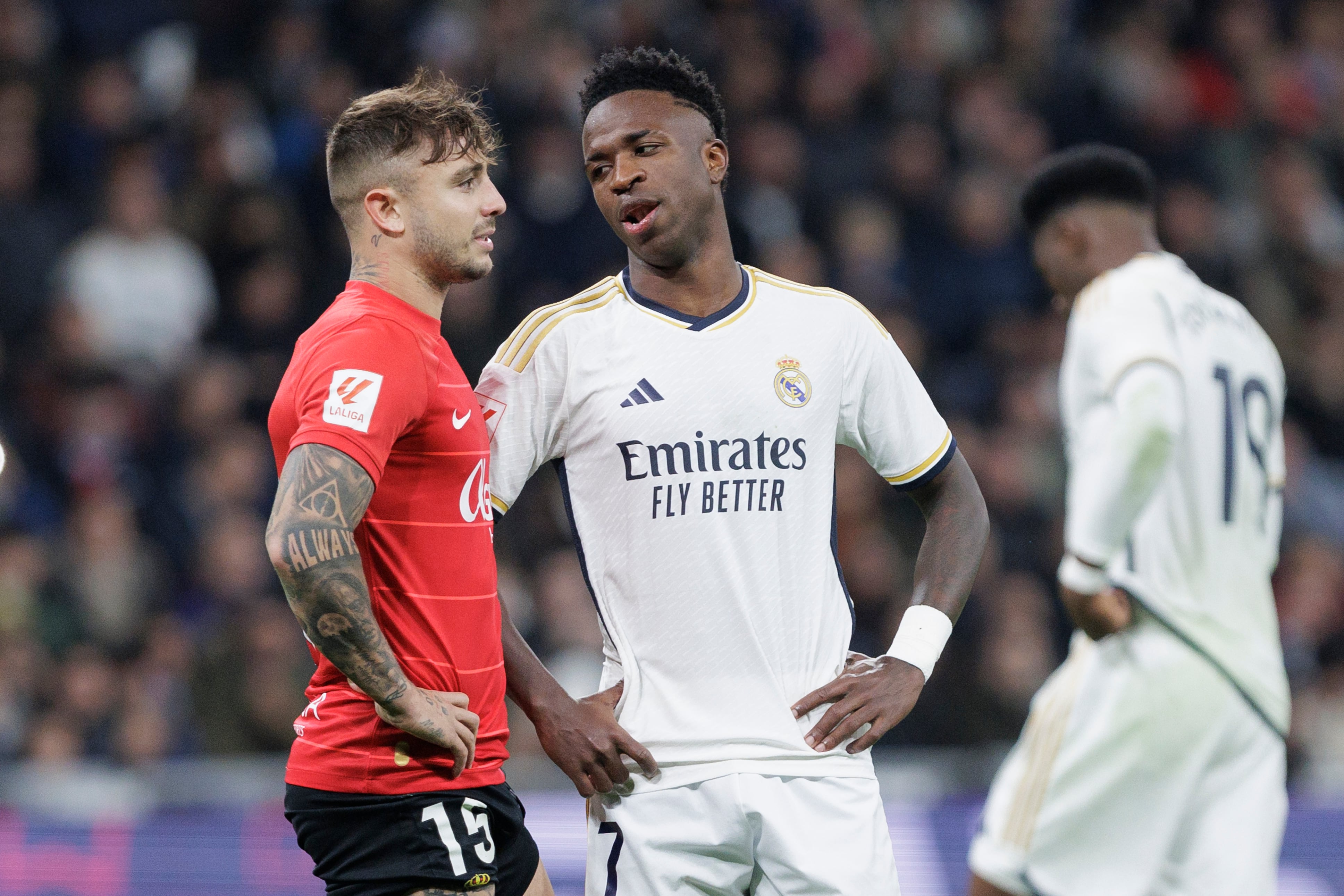 Pablo Maffeo y Vinicius Júnior, durante un Real Madird-RCD Mallorca