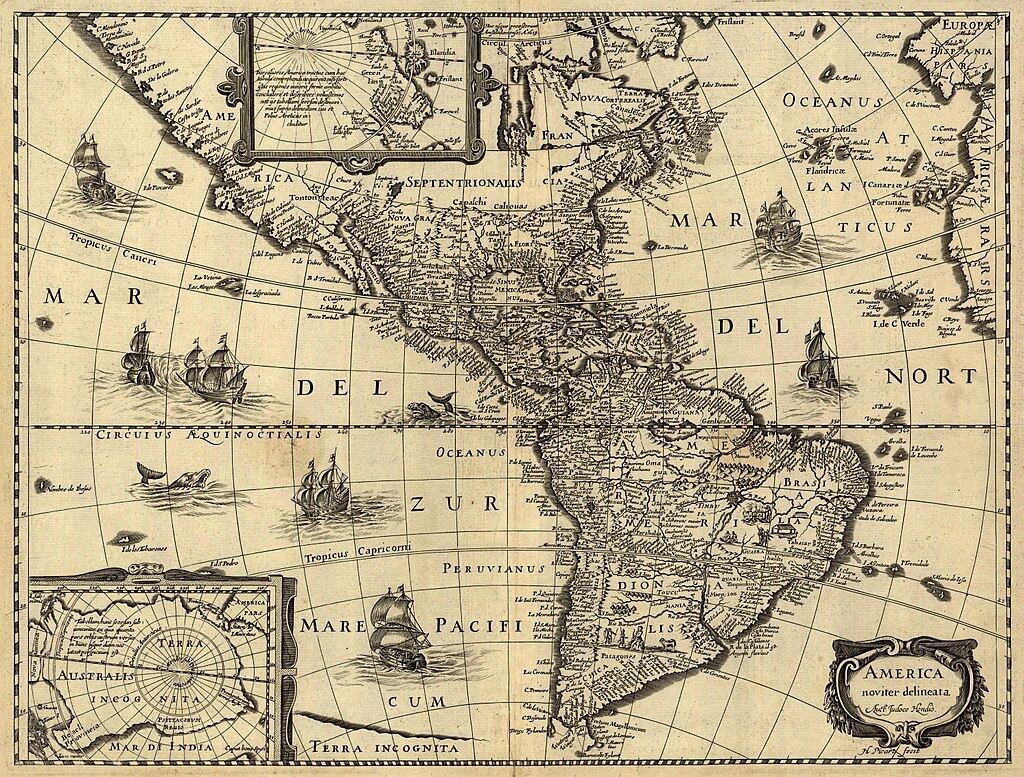 Mapa “America noviter delineata” de Jodocus Hondius (1631). Fuente: https://www.meisterdrucke.es