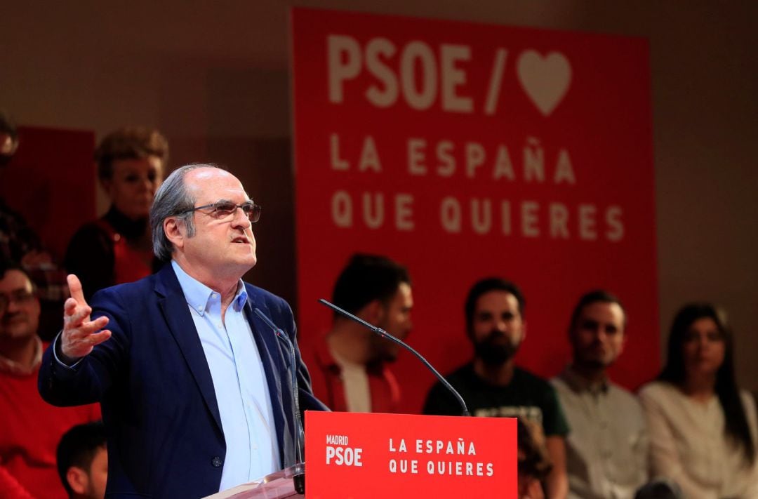 Ángel Gabilondo en un acto electoral del PSOE. 