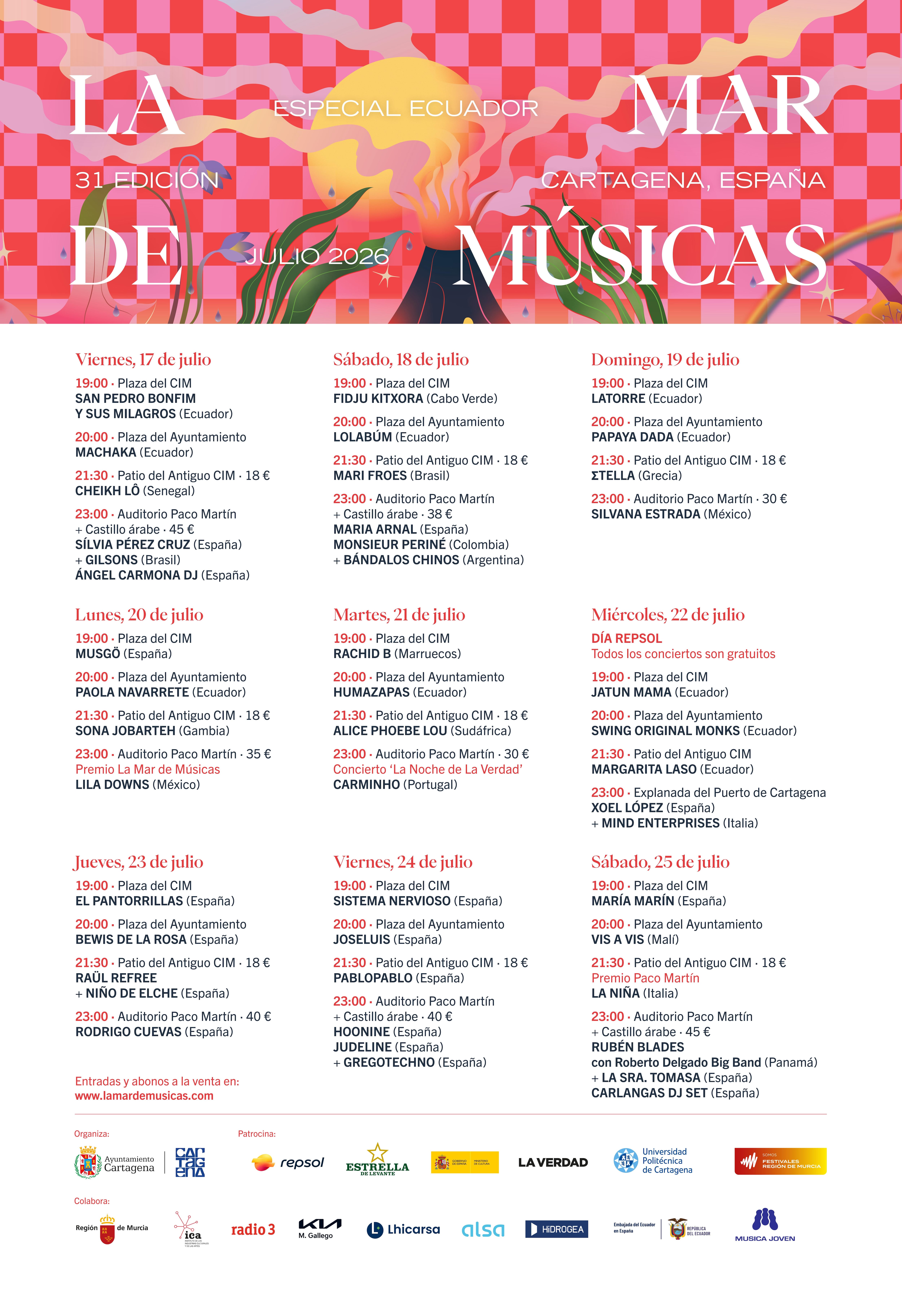 Programación completa de La Mar de Músicas