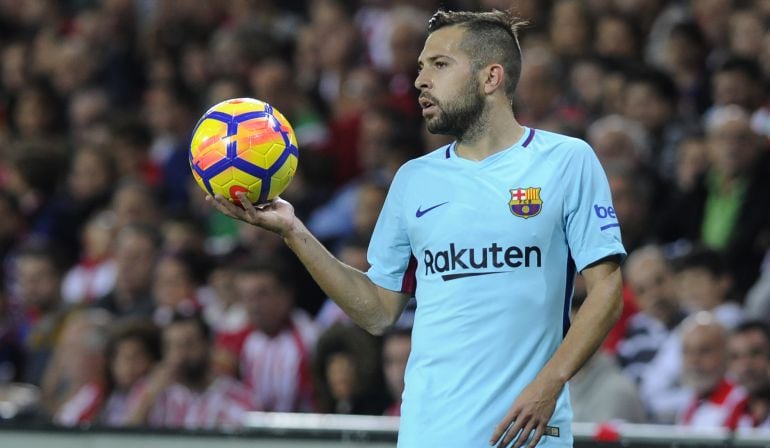 Jordi Alba, en el partido del Barcelona ante el Athletic en San Mamés.