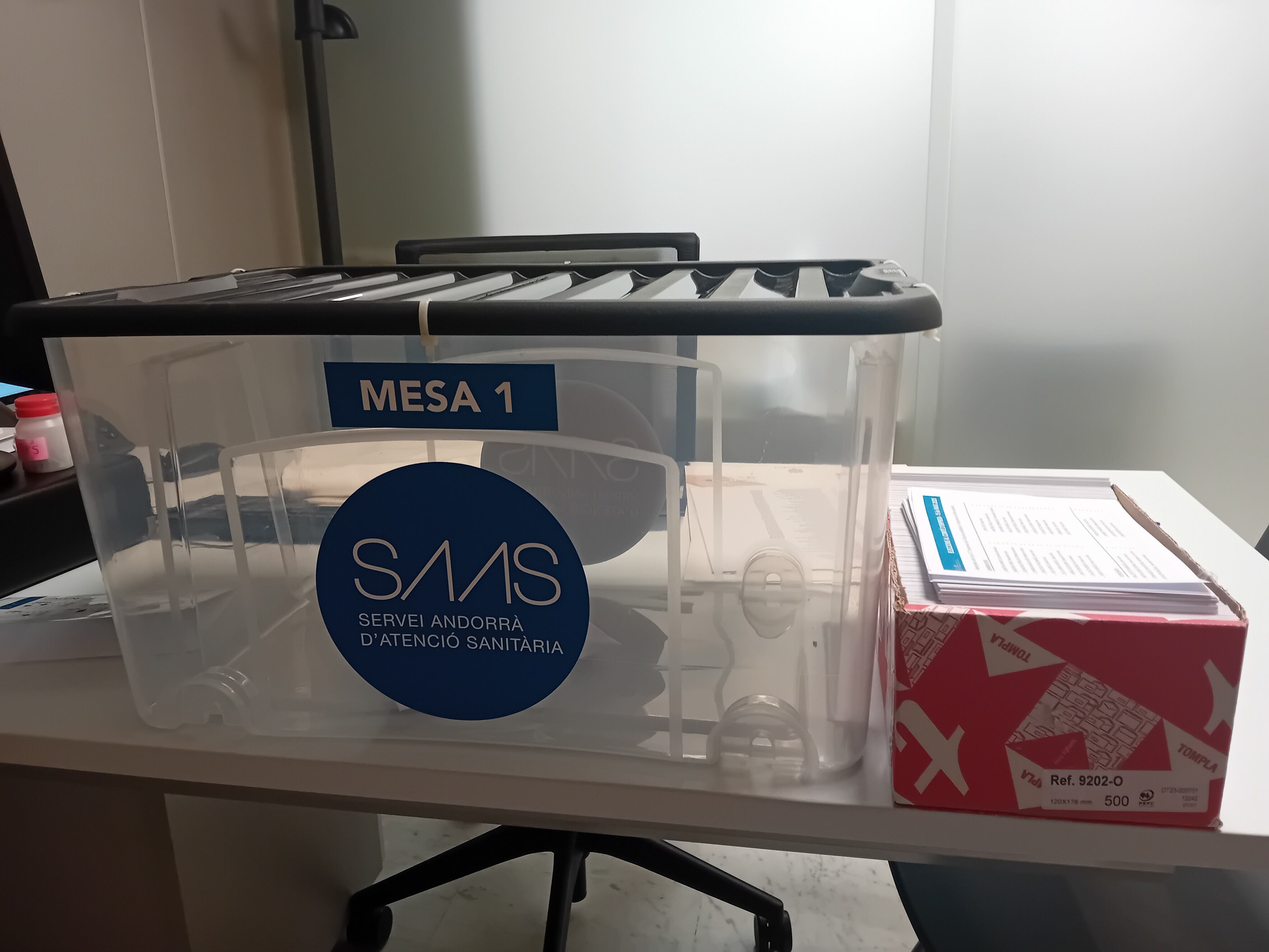 Una de les urnes habilitades per a les votacions del comitè d'empresa del SAAS el passat mes de maig. El personal torna a votar avui i demà pel nou conveni col·lectiu.