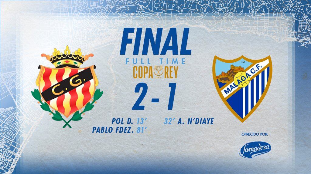 El Málaga eliminado en la Copa del Rey al perder ante el Nastic por 2-1