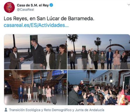 El tuit borrado por la cuenta de Casa Real.