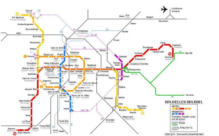 Plano del metro de Bruselas