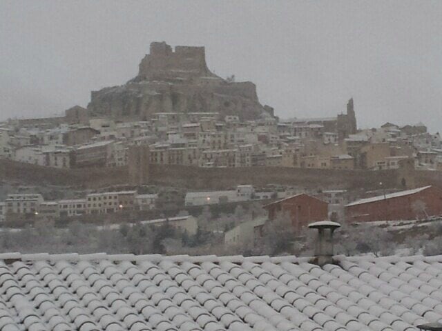 Nieve en Morella. Imagen de archivo.