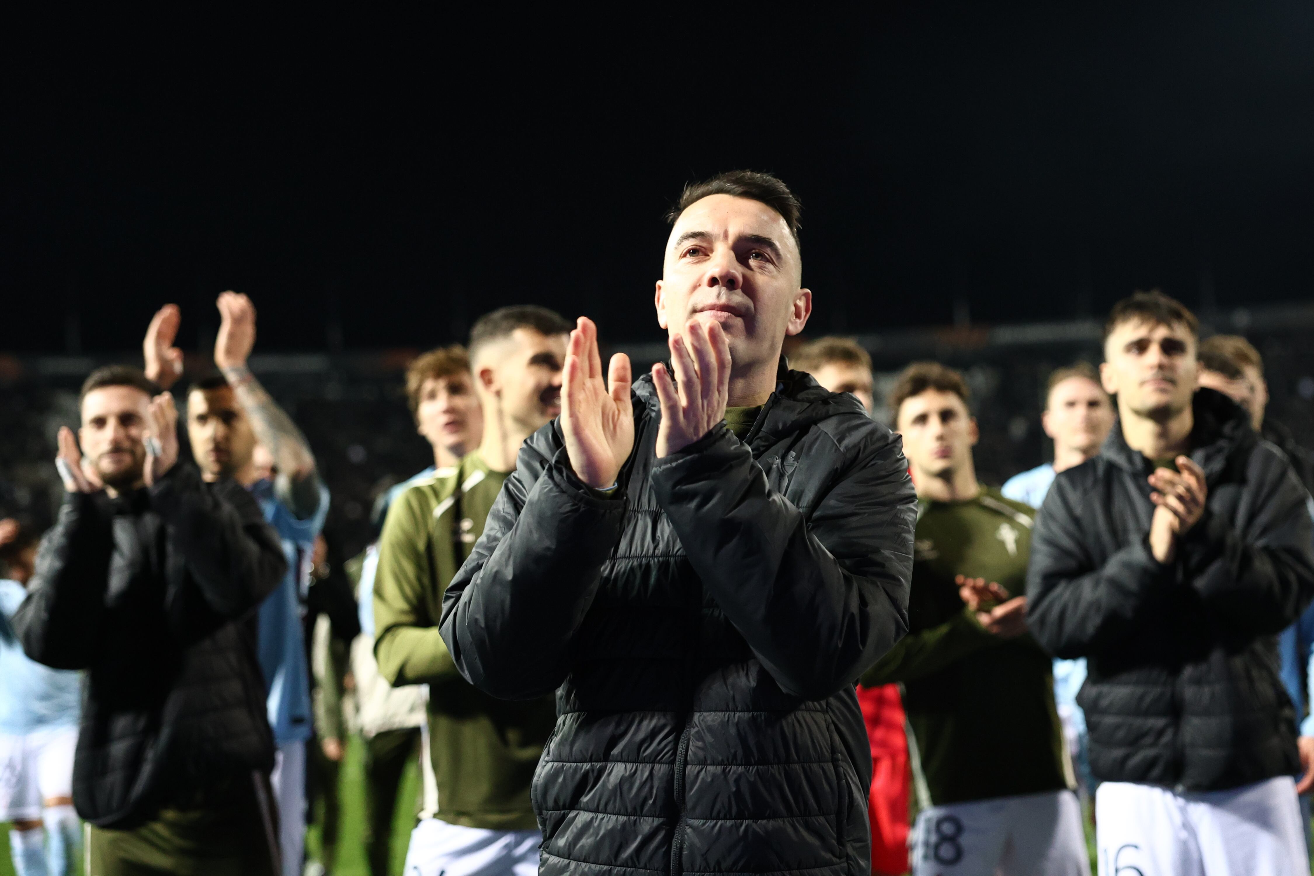 THESSALONIKI (Greece), 19/02/2026.- Players of Celta celebrate after the UEFA Europa League play-offs, 1st leg soccer match between PAOK and Celta Vigo in Thessaloniki, Greece, 19 February 2026. (Grecia, Salónica) EFE/EPA/ACHILLEAS CHIRAS