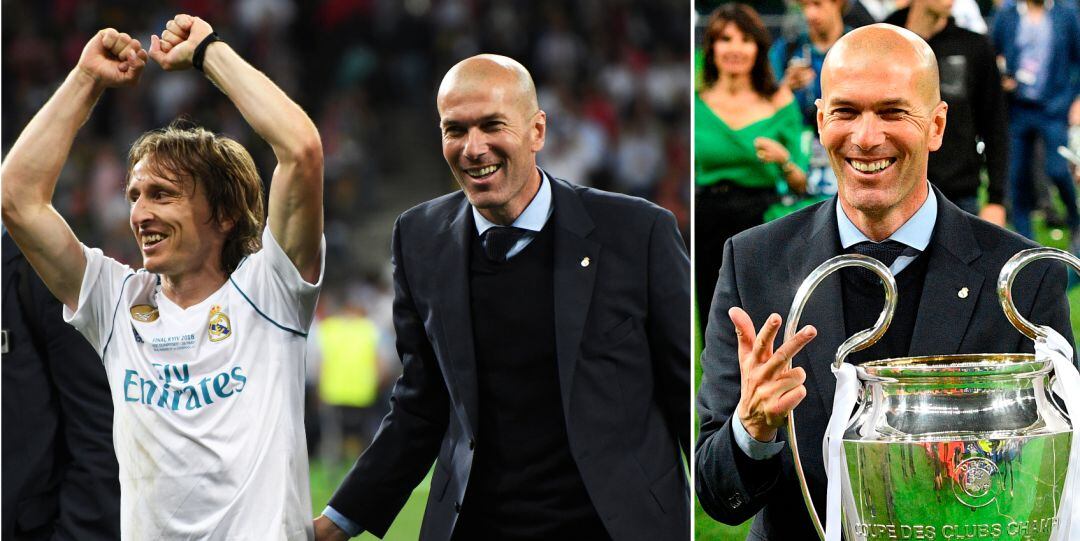 Modric y Zidane, en Kiev, después de conseguir la 13ª Champions del Real Madrid