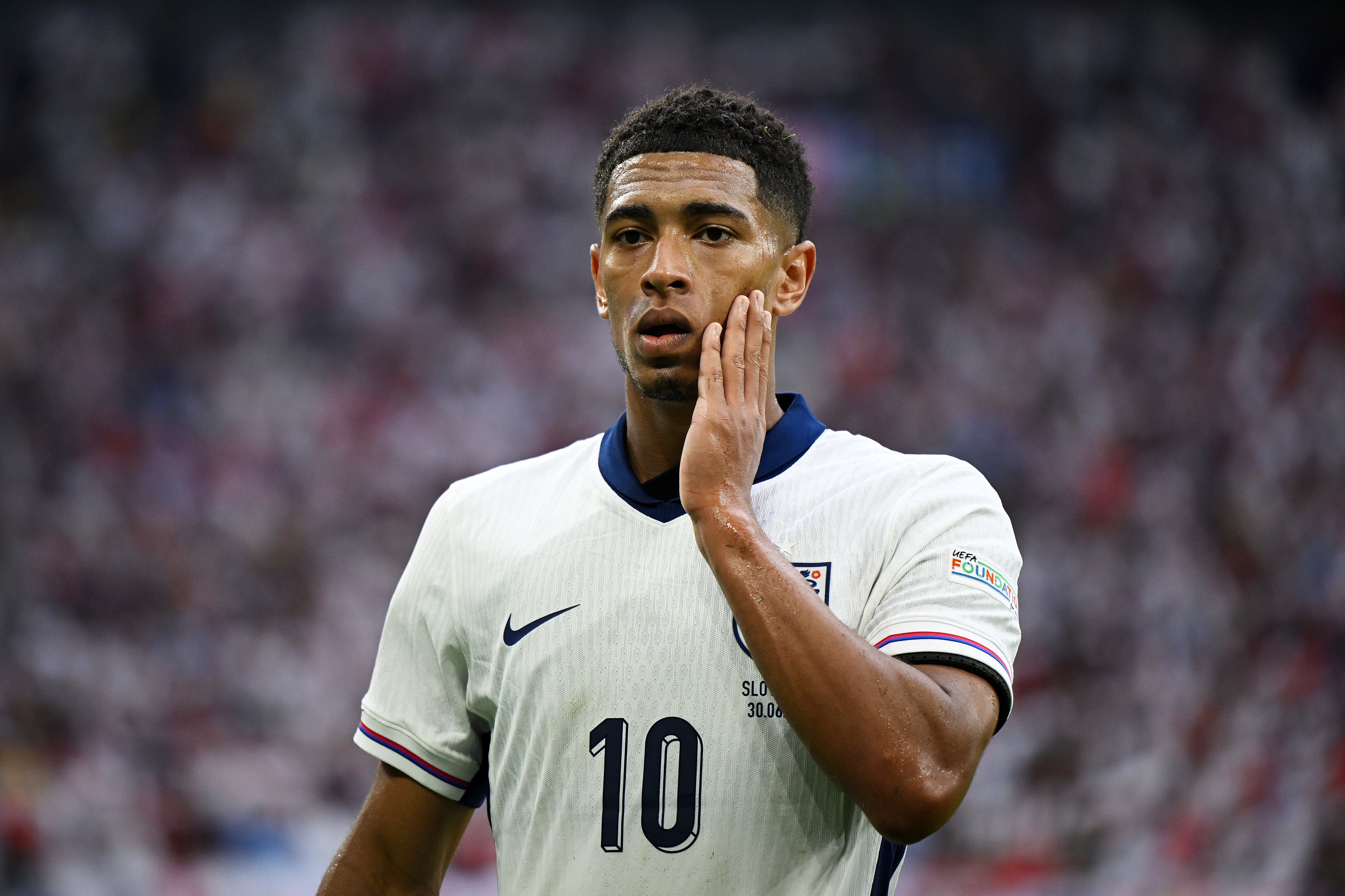 Jude Bellingham, durante un partido con la selección inglesa en esta Eurocopa