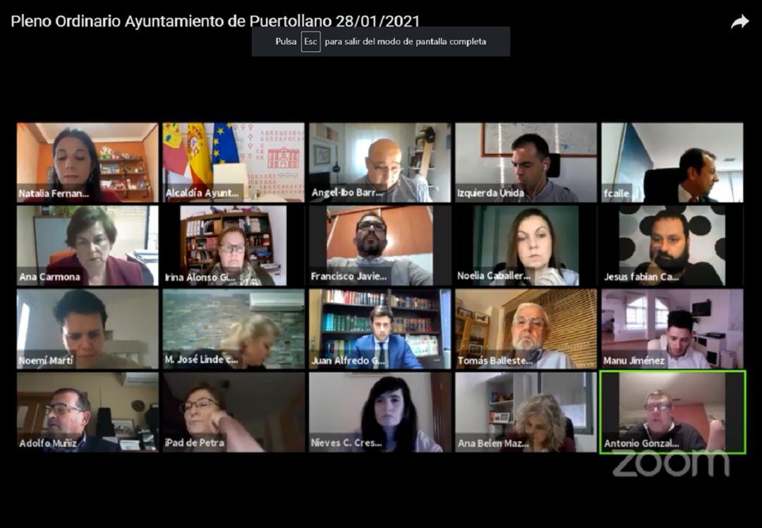 Pleno telemático del Ayuntamiento de Puertollano