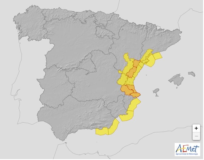 Aviso especial alerta naranja decretado por la AEMET.