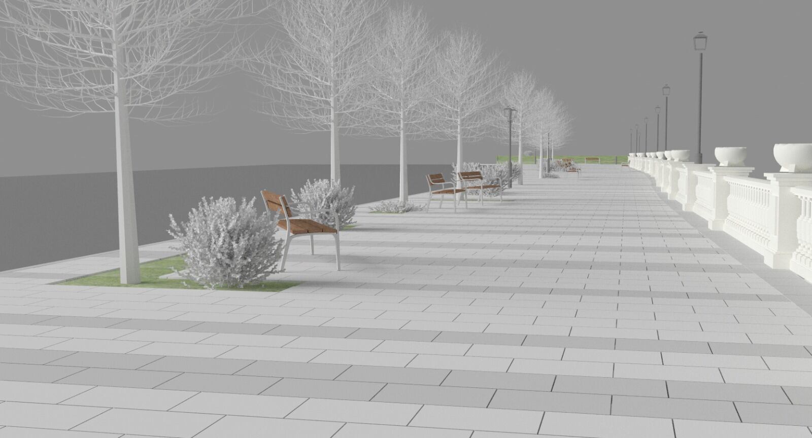 El paseo está enfrente de la Estación