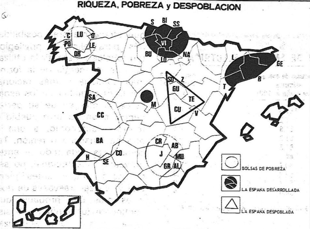 Mapa sobre el estudio &#039;Renta nacional de España y su distribución provincial&#039; elaborado por el Banco de Bilbao en 1977 y recogido por la revista &#039;Cuadernos para el diálogo&#039; en enero de 1978.