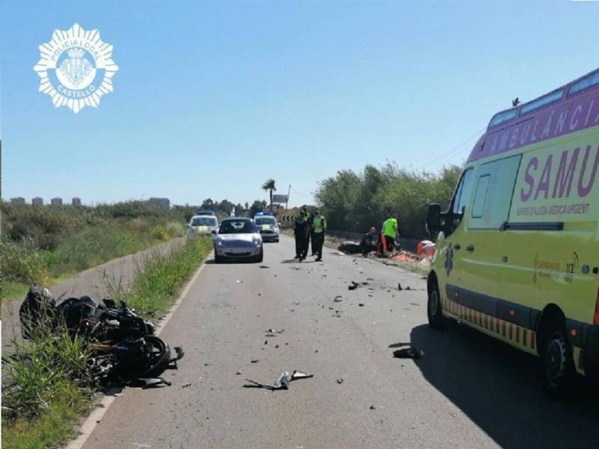 Fallecen dos motoristas en un choque frontal en el camí la Ratlla de Benicàssim