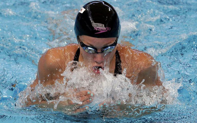 La nadadora española Jessica Vall durante la quinta serie de los 200m braza femeninos de los Mundiales de Kazán.