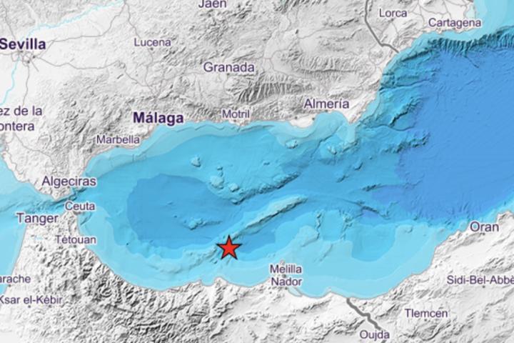 Epicentro del terremoto en Melilla registrado en la madrugada de este lunes