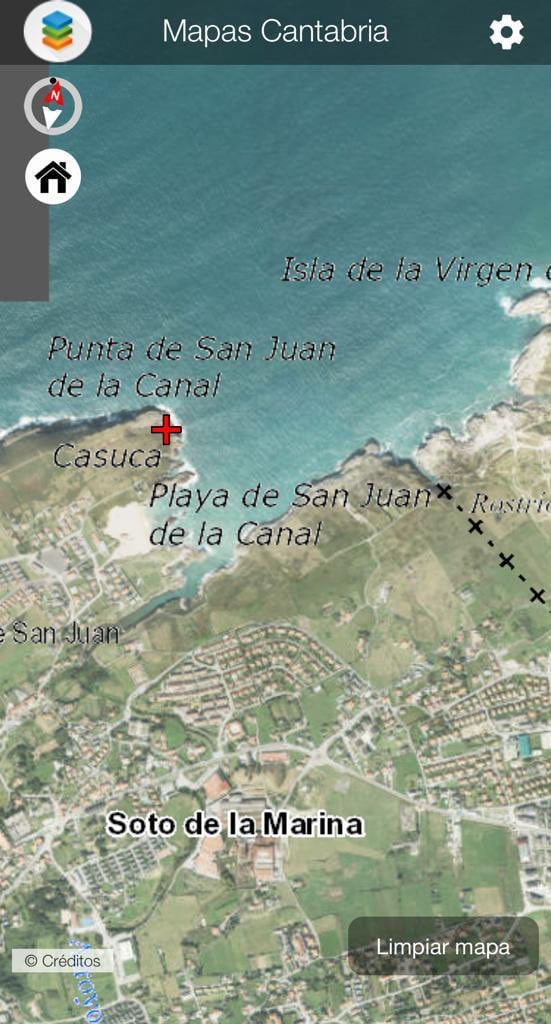 Mapa de la zona donde se busca al hombre desaparecido tras salir a pescar por la noche.