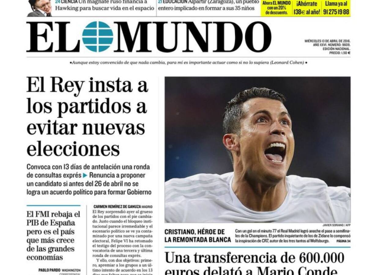 Portadas periódicos 13 de abril de 2016