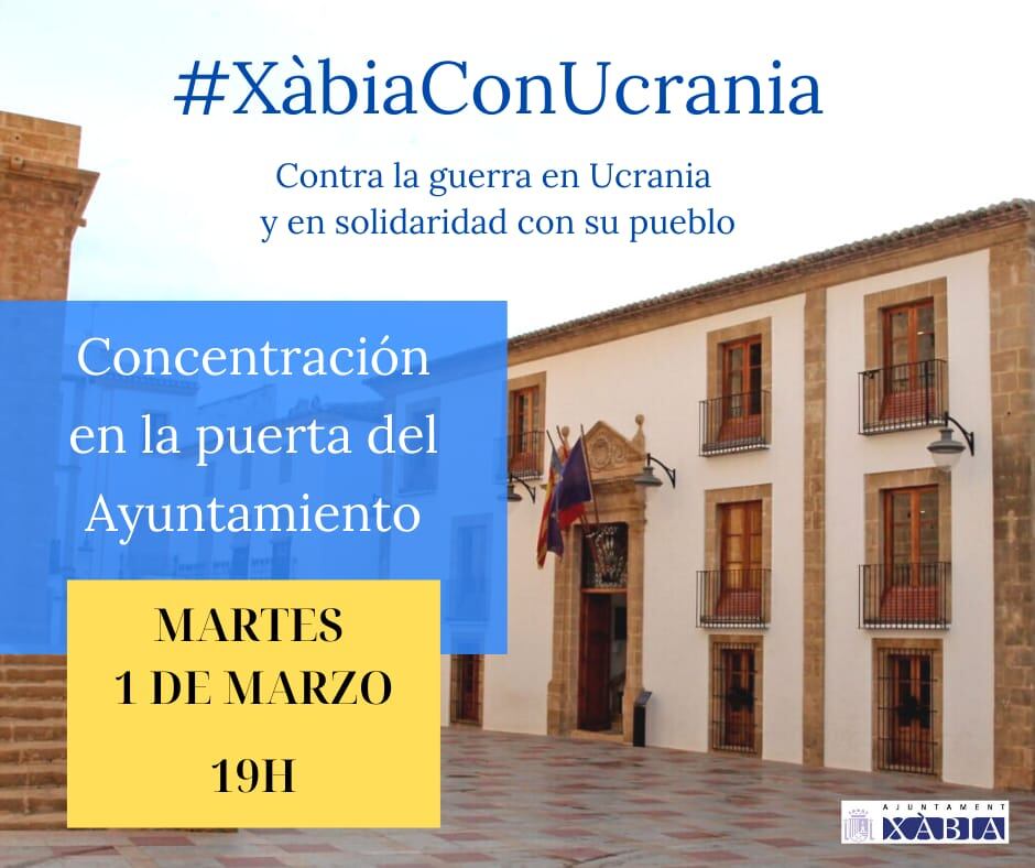 Cartel anunciador de la concentración contra la guerra armada de Rusia contra Ucrania.