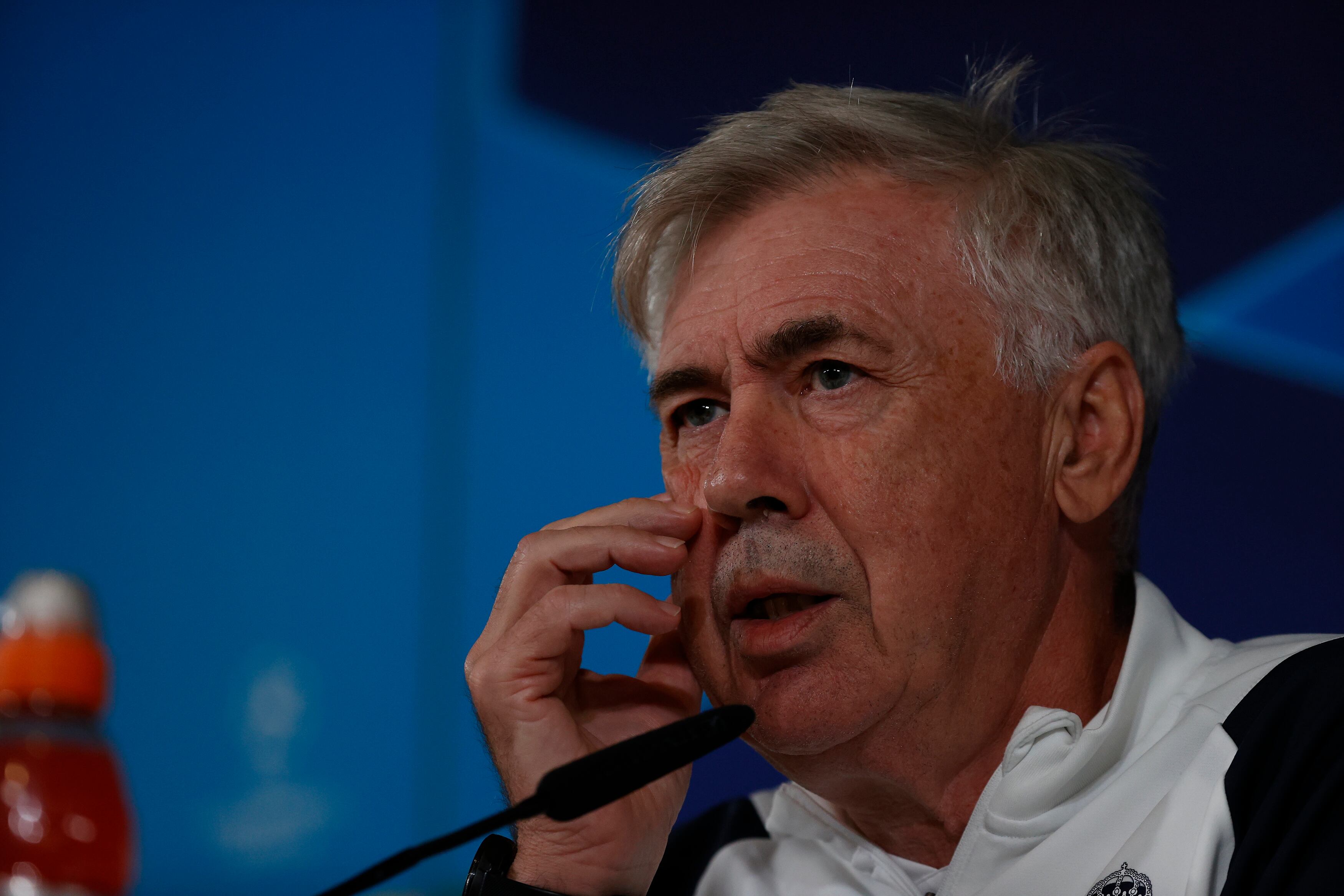 Carlo Ancelotti, durante la rueda de prensa del partido ante el Nápoles