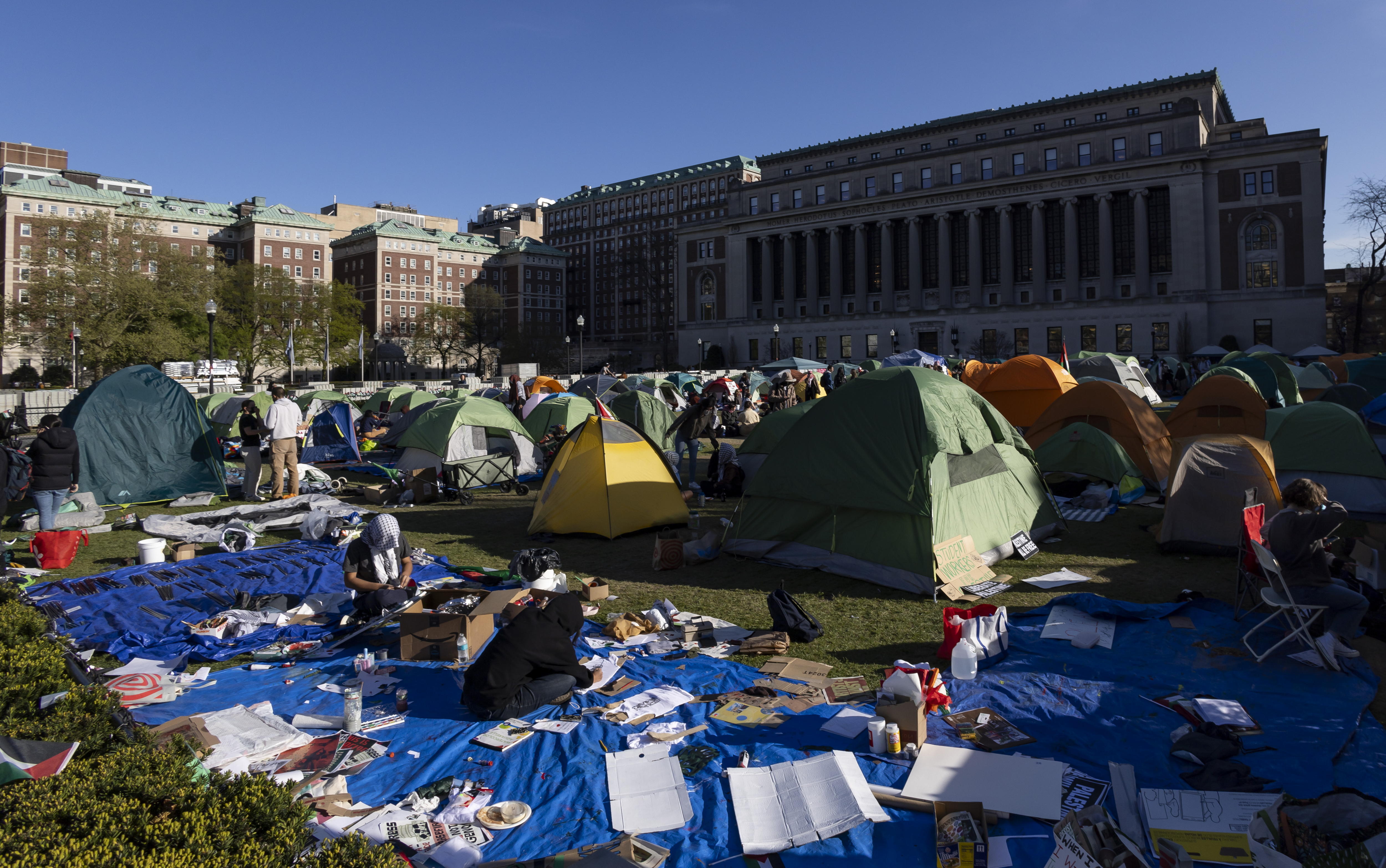 Campamentos de estudiantes en la Universidad de Columbia.