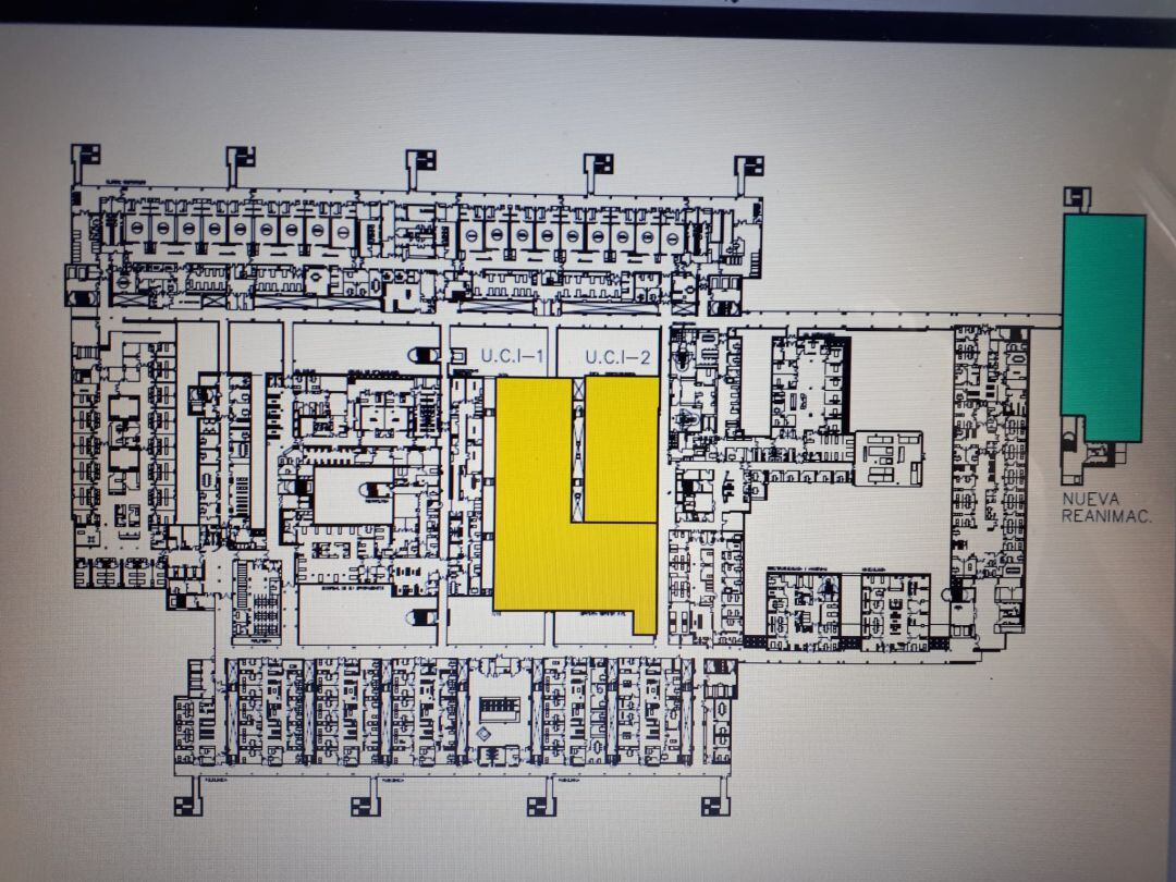 Este es el plano sobre el que trabajan en el hospital del León para incrementar camas UCI