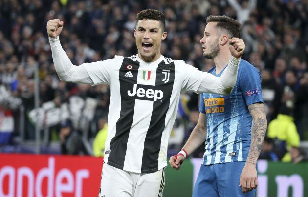 Cristiano celebra uno de sus goles al Atlético de Madrid.