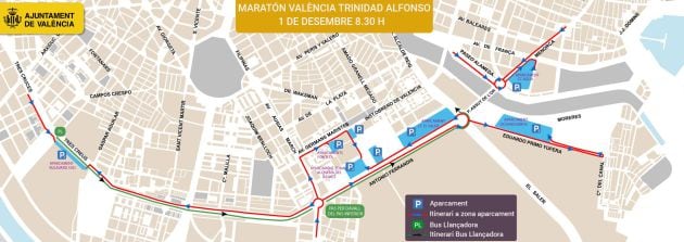 Aparcamientos cercanos a la zona de salida del Maratón