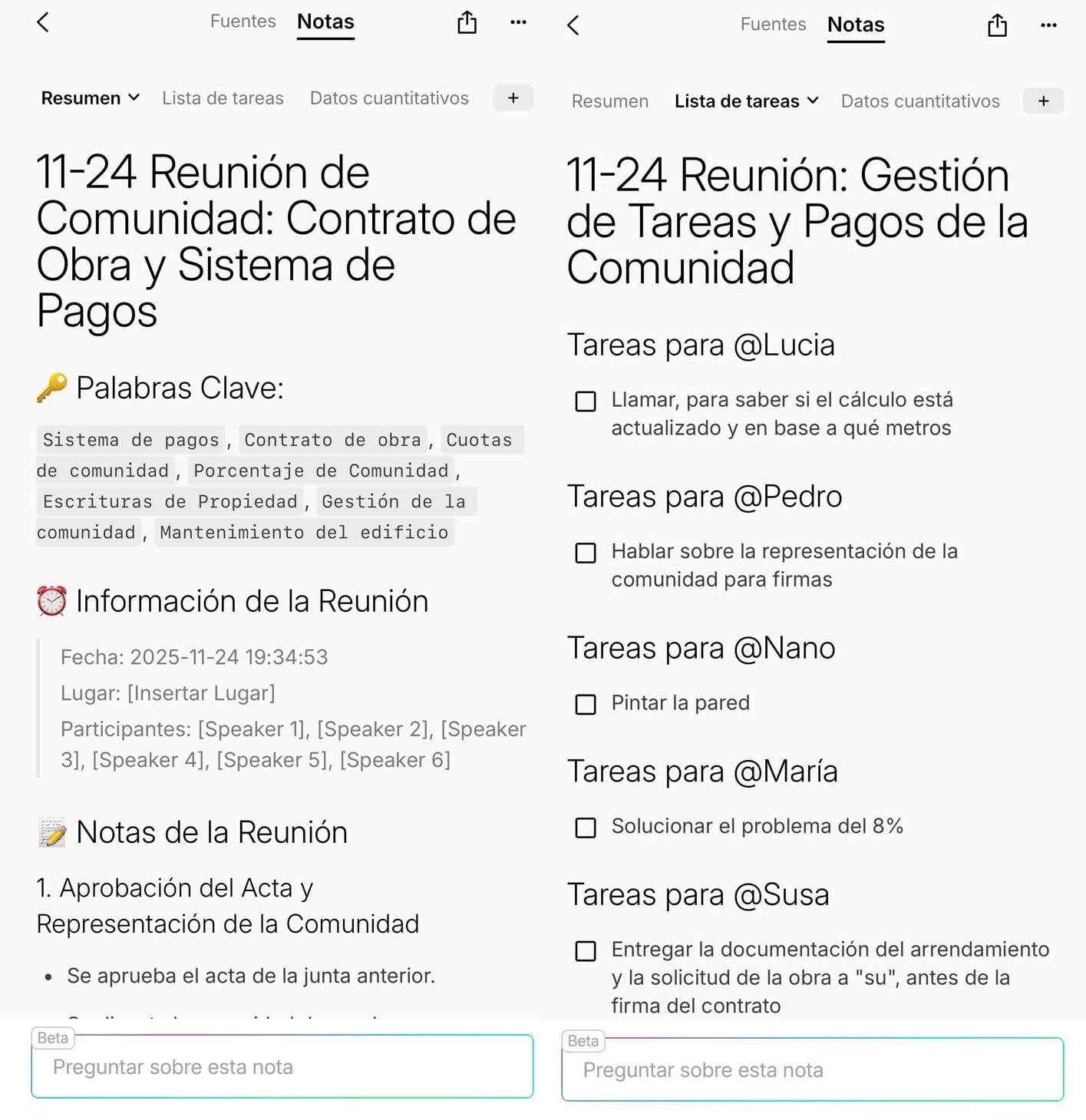 Conclusiones de la reunión y tareas.