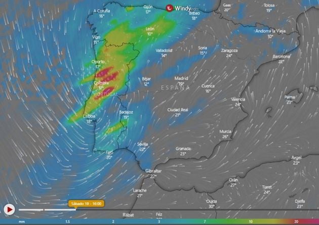 Un frente de lluvia afecta el sábado al noroeste y sur peninsular.