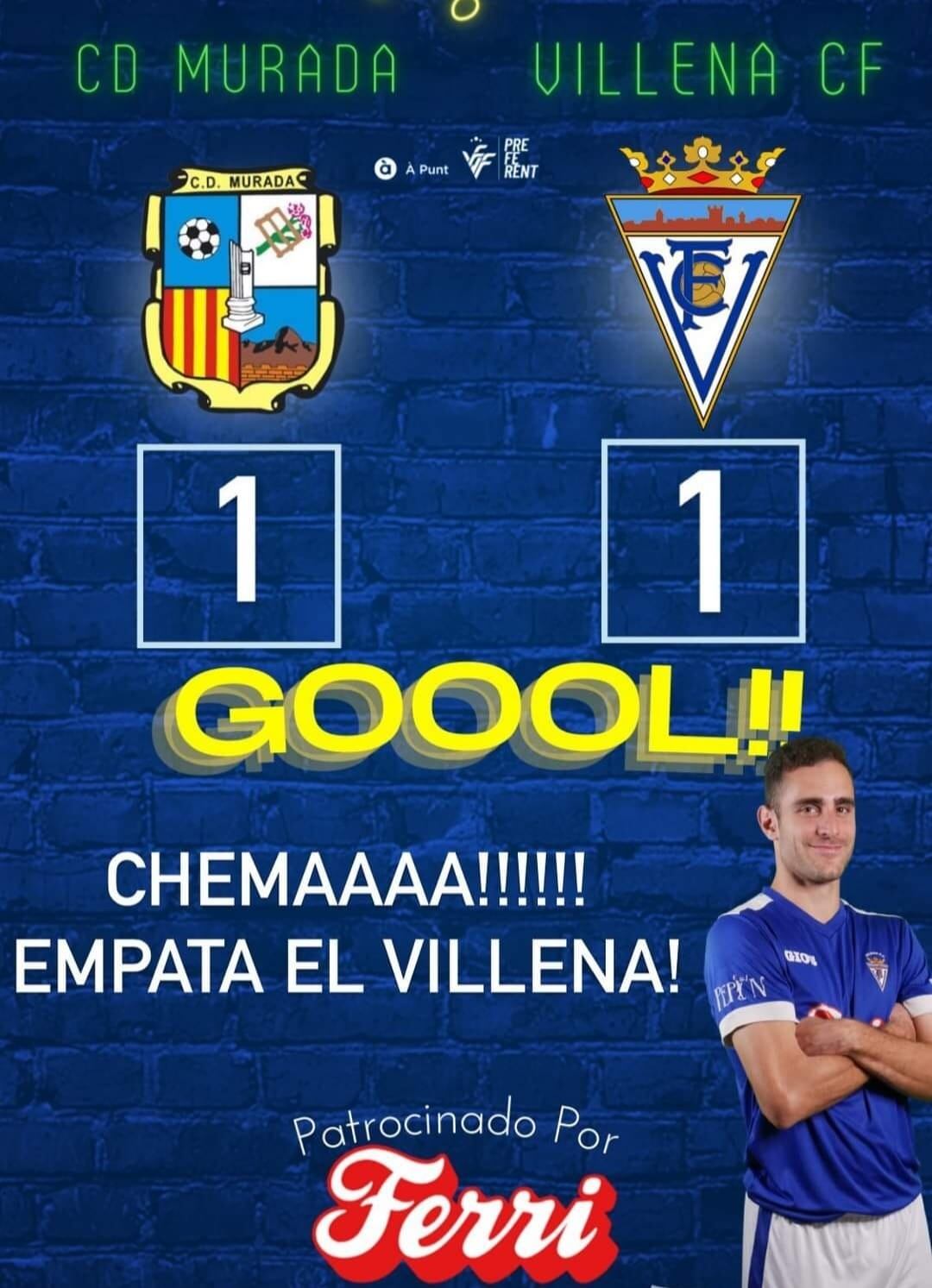 Chema volvió a marcar en este partido para el Villena CF