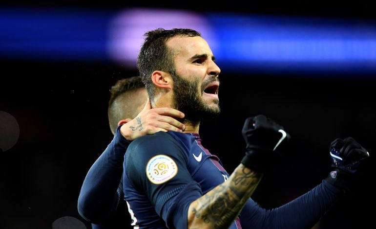 Jesé celebra un gol con el PSG 