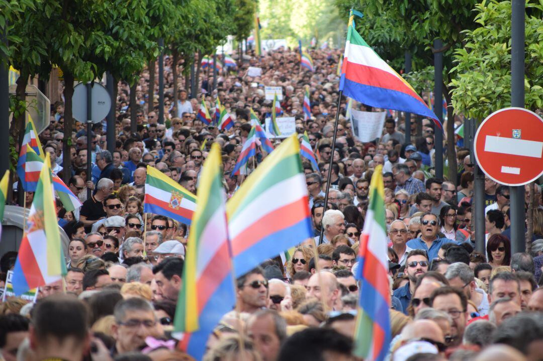 Última manifestación convocada por Todos a Una por Linares.