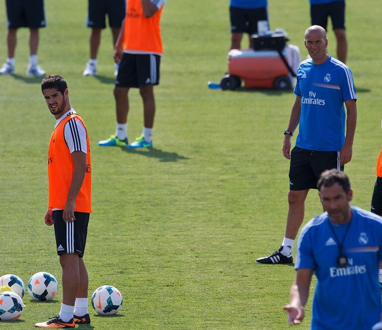 Zidane, durante un entrenamiento del Real Madrid