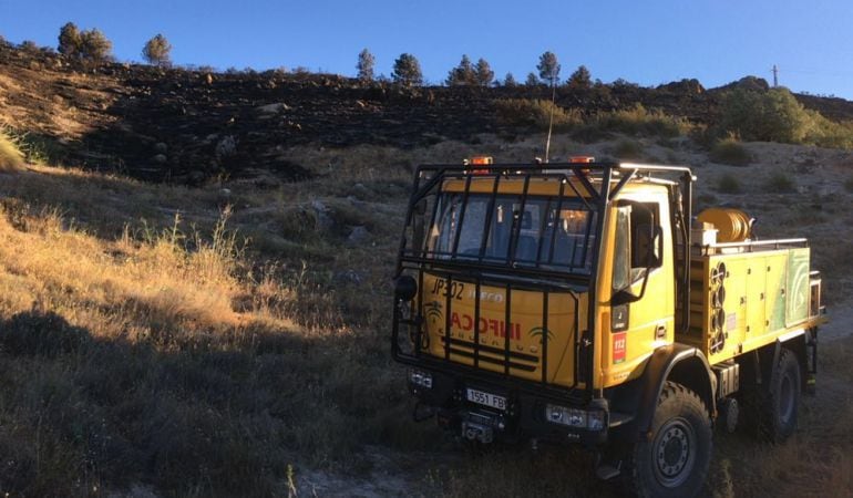 Zona afectada por el incencio de Jódar