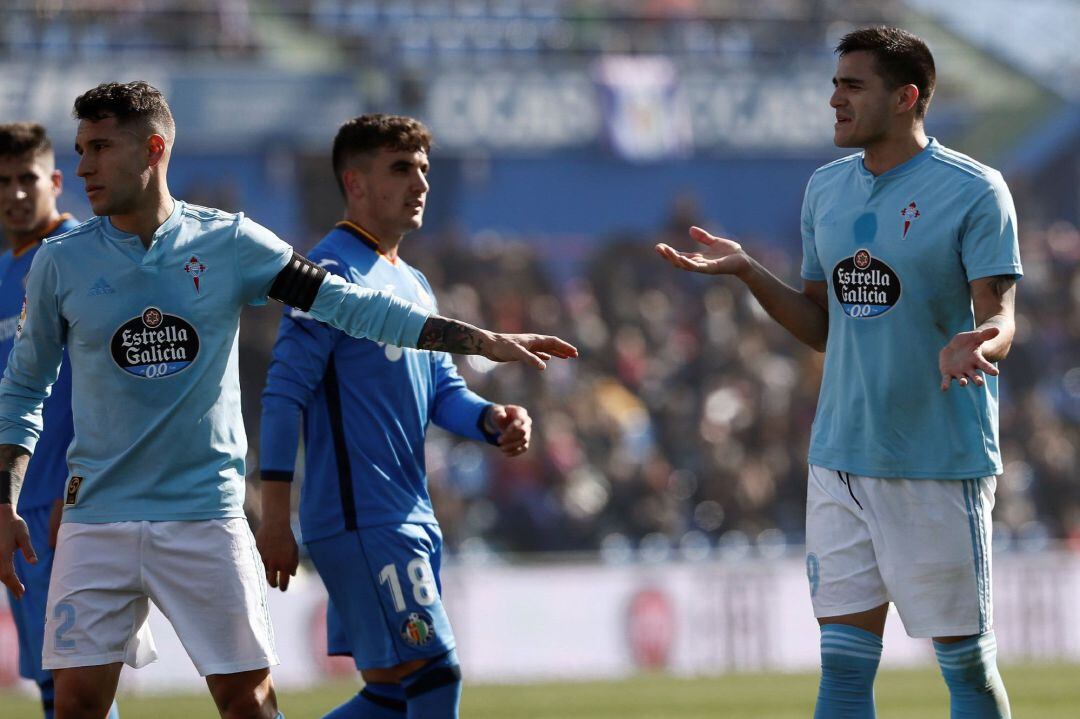 Maxi Gómez fue expulsado en el Getafe Celta