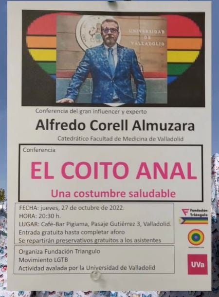 Cartel falso sobre una charla inventada con el fin de atacar al profesor de inmunología Alfredo Corell