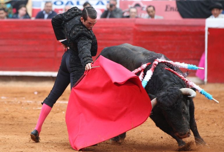 El torero español José Mari Manzanares lidia con su primer toro de la tarde &quot;Imborrables momentos&quot; de 505 kg en la Monumental Plaza de Toros México