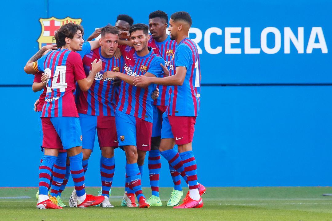 Los jugadores del Barça celebrando un gol frente al Nàstic de Tarragona