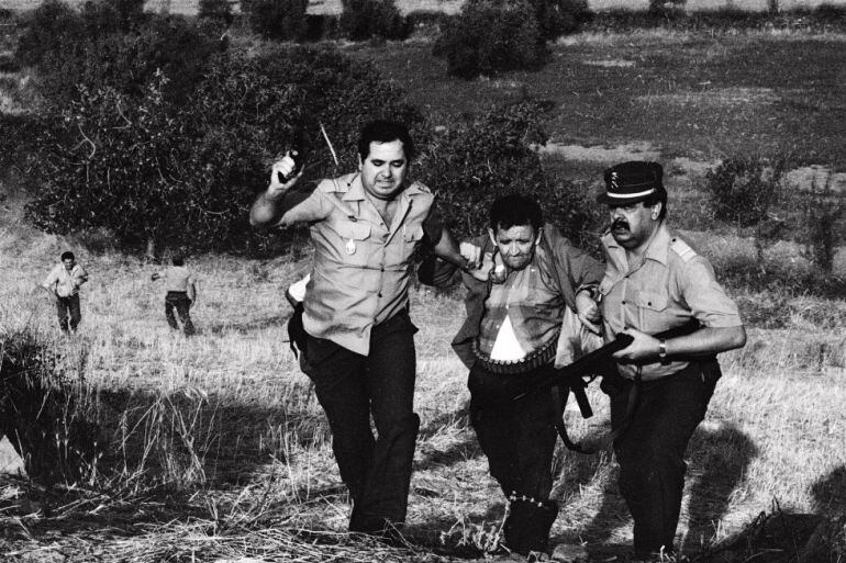 El guardia civil Vicente Salguero (izda.), Antonio Izquierdo (centro) y el cabo Blas Molina (dcha.)