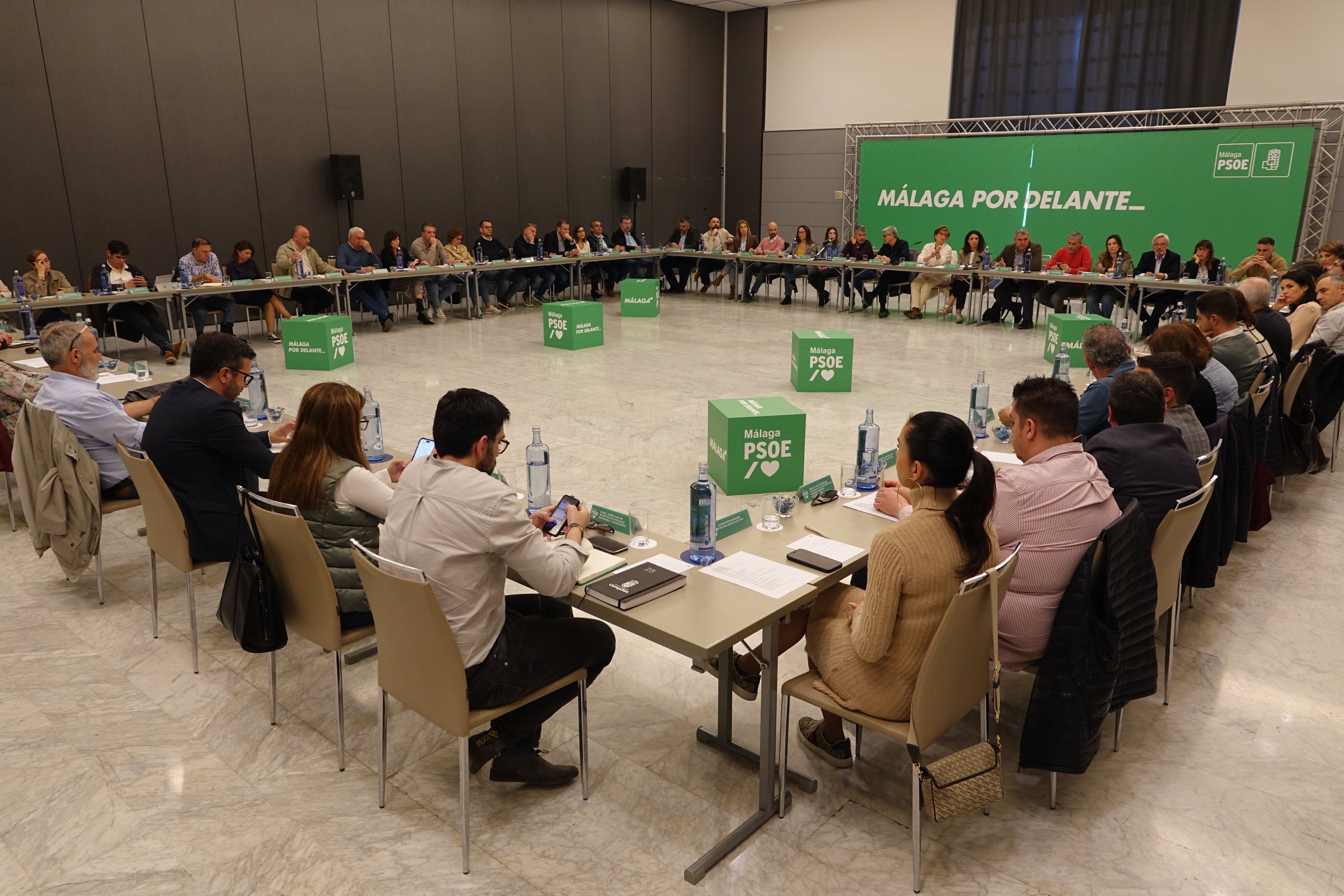 Primera reunión de la actual Ejecutiva Provincial del PSOE en Málaga el pasado 31 de marzo. Archivo (PSOE).