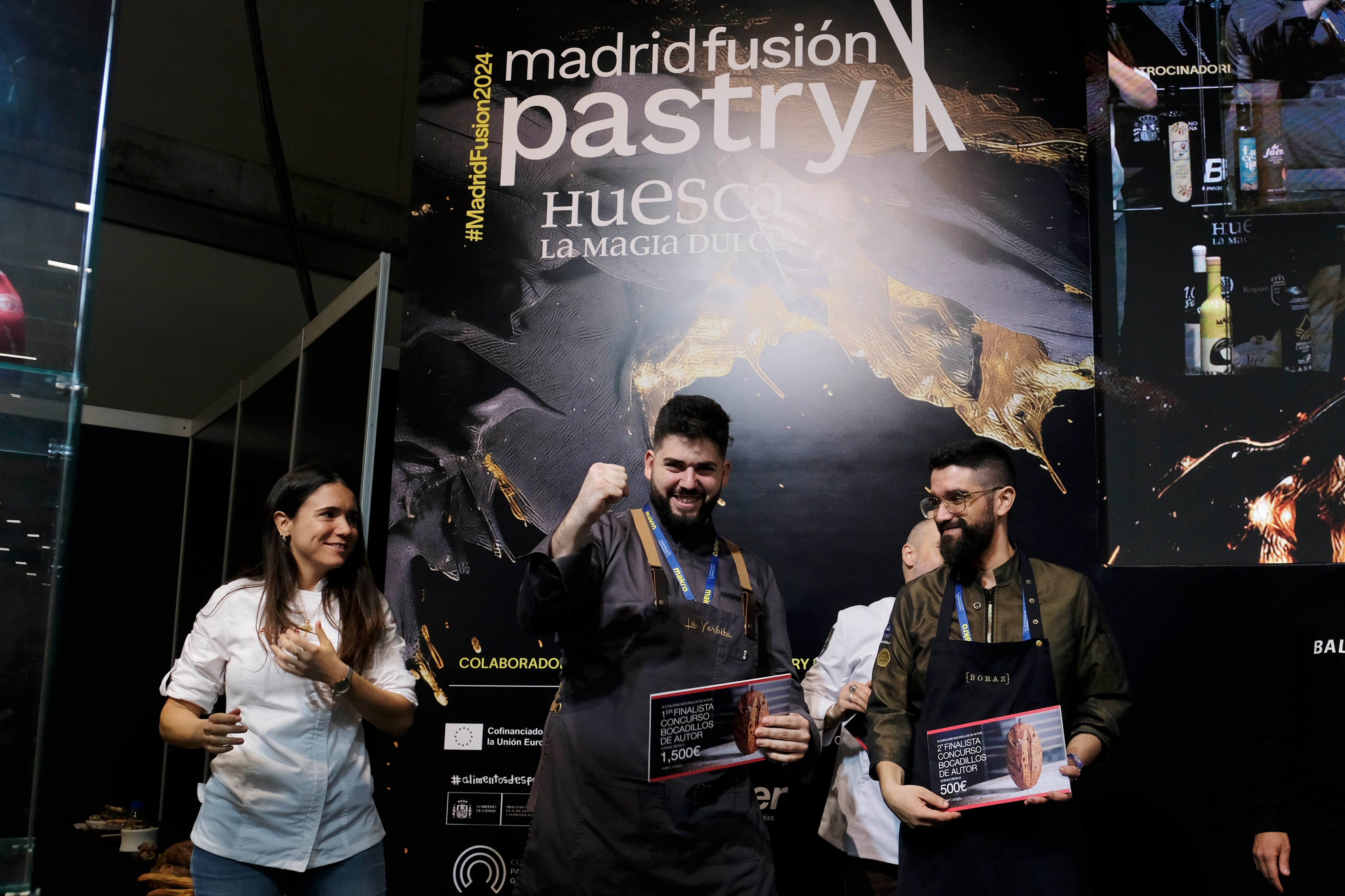 Pablo Cadavid (La Yerbita), celebrando su victoria en el Concurso Mejor Bocadillo de Autor, en Madrid Fusión.