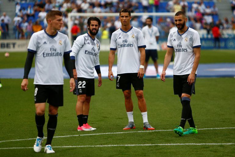 Toni Kroos, Cristiano Ronaldo, Isco y Karim Benzema.