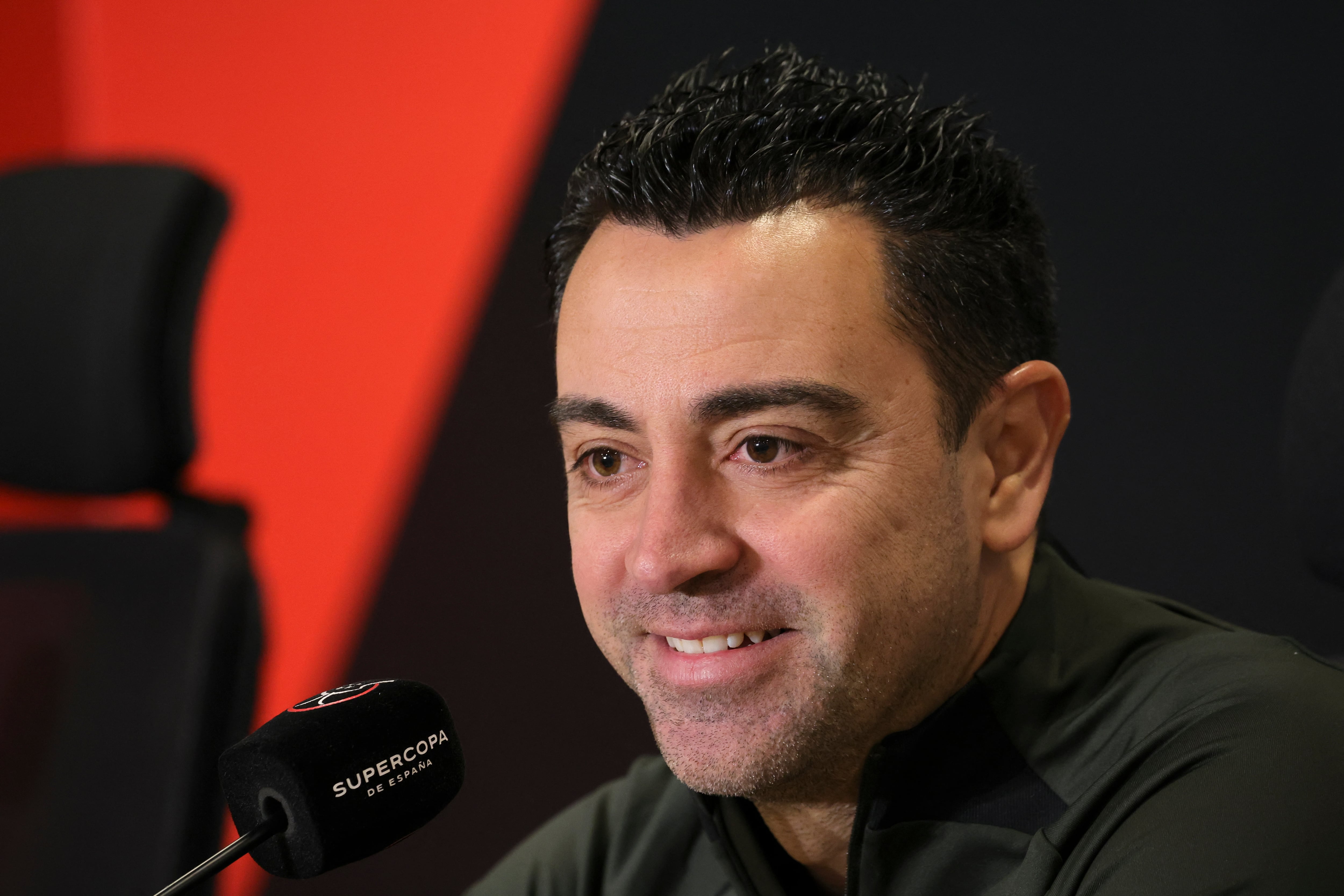 Xavi, en la rueda de prensa previa a la final de la Supercopa.