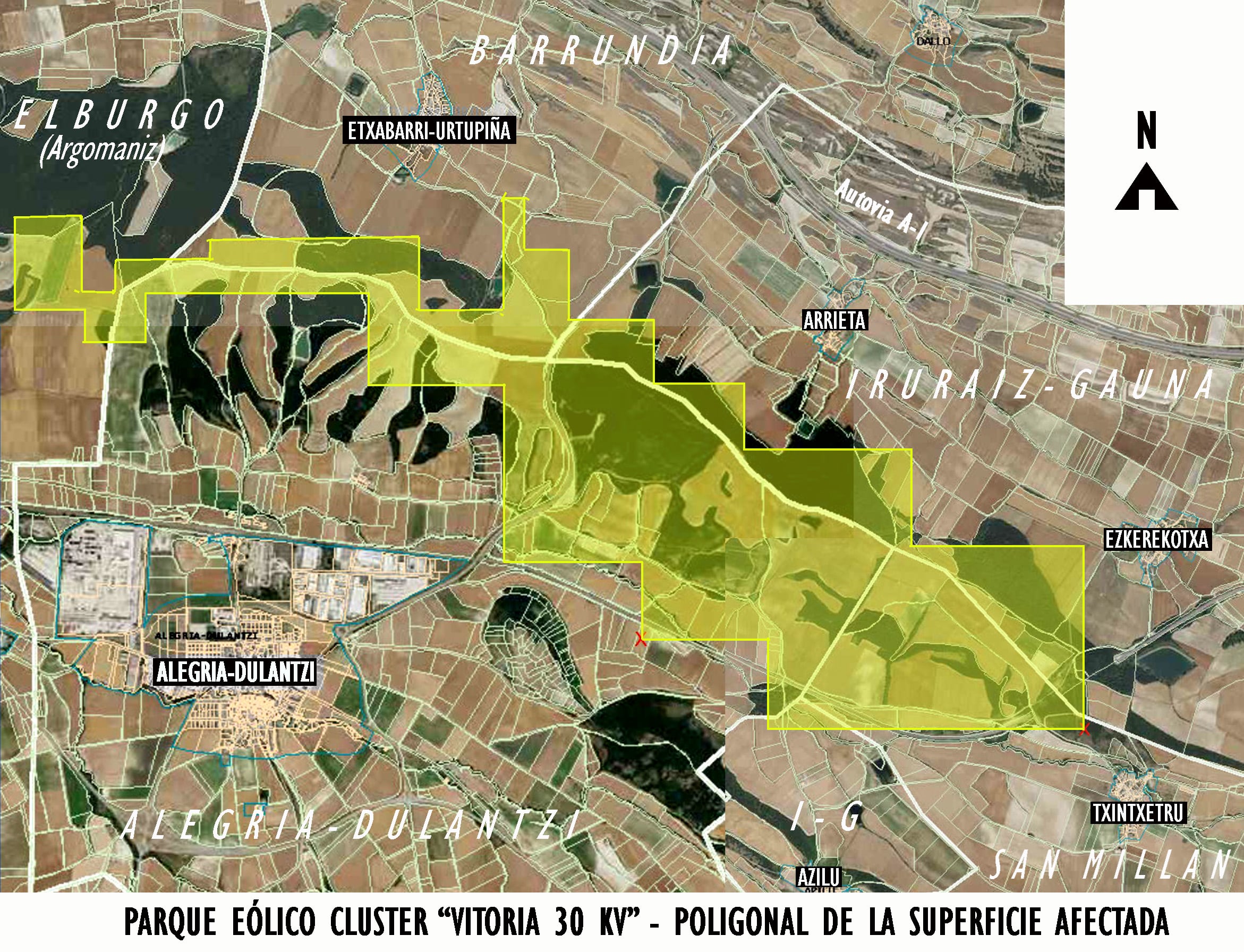 Superficie afectada por el Parque Eólico Vitoria 30