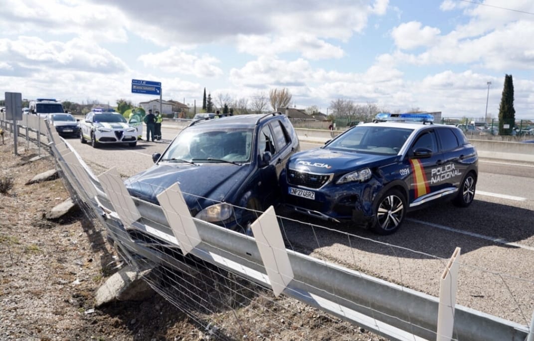 Así quedó el coche tras la captura por parte de la policía en la provincia de Valladolid