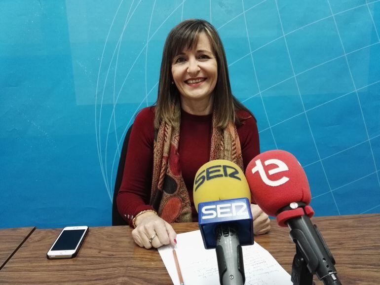 La concejala del PP, María Dolores Serna, esta mañana en su rueda de prensa
