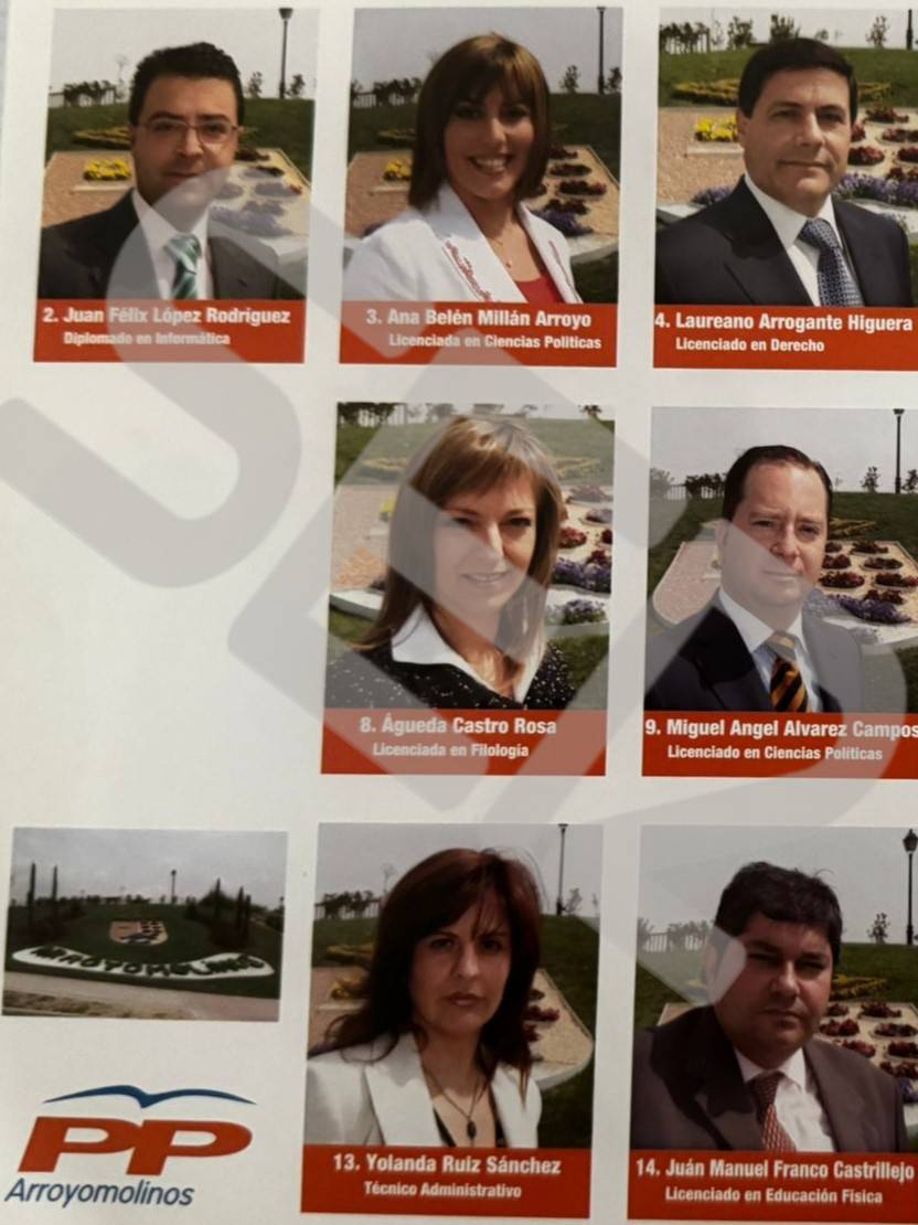 Propaganda electoral del PP de Arroyomolinos de 2007. Arriba en el centro, Ana Millán.